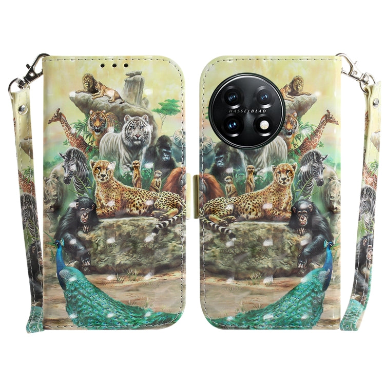 For OnePlus 11 3D Colored Horizontal Flip Leather Phone Case(Zoo) by buy2fix