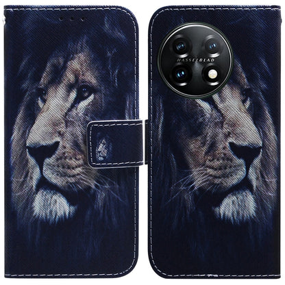 For OnePlus 11 Coloured Drawing Flip Leather Phone Case(Lion) by buy2fix