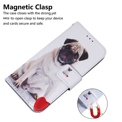 For OnePlus 11 Coloured Drawing Flip Leather Phone Case(Pug) - OnePlus Cases by buy2fix | Online Shopping UK | buy2fix