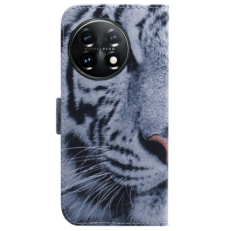 For OnePlus 11 Coloured Drawing Flip Leather Phone Case(Tiger) by buy2fix