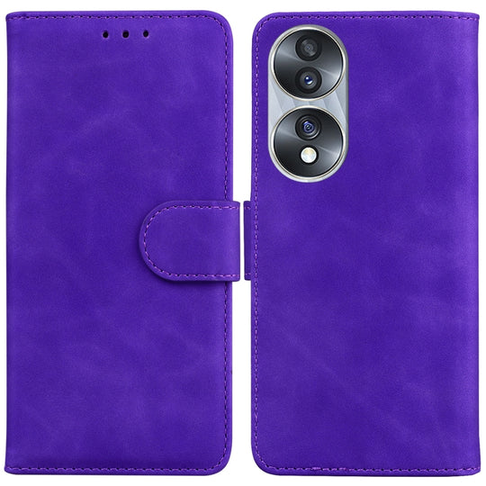 For Honor 70 Skin Feel Pure Color Flip Leather Phone Case(Purple)