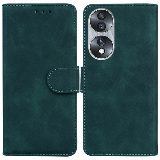 For Honor 70 Skin Feel Pure Color Flip Leather Phone Case(Green)