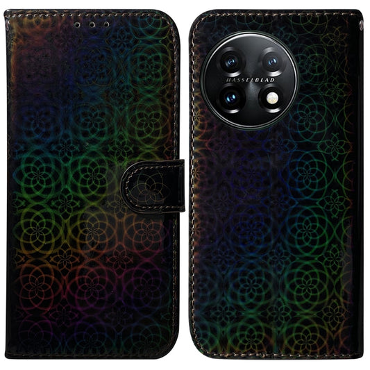 For OnePlus 11 Colorful Magnetic Buckle Leather Phone Case(Black) - OnePlus Cases by buy2fix | Online Shopping UK | buy2fix