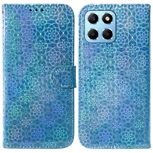 For Honor X8 5G Colorful Magnetic Buckle Leather Phone Case(Blue)
