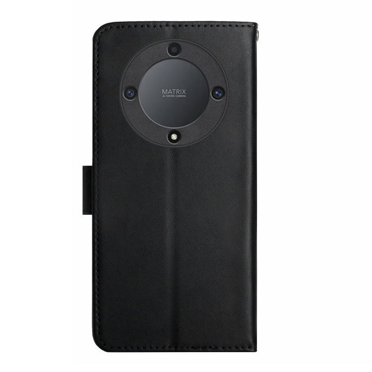 For Honor X9a 5G / Magic5 Lite Genuine Leather Fingerprint-proof Flip Phone Case(Black) - Honor Cases by buy2fix | Online Shopping UK | buy2fix