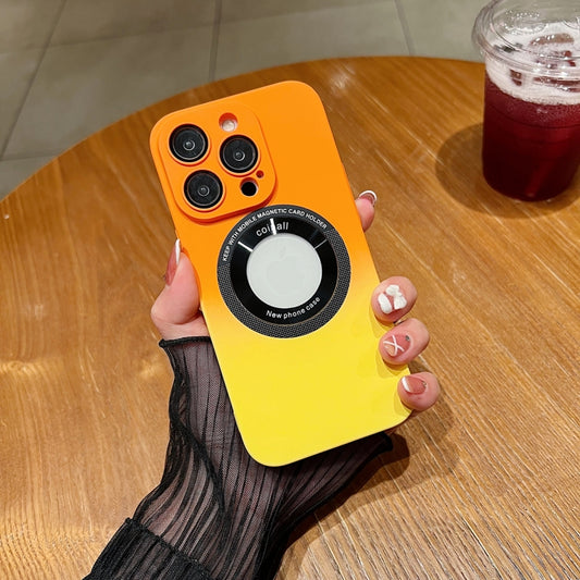 For iPhone 11 Pro Max Gradient Skin Feel MagSafe Magnetic Phone Case(Orange + Yellow) by buy2fix