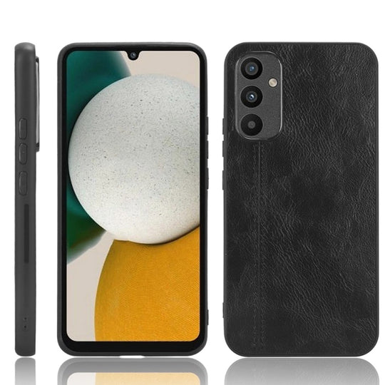 For Samsung Galaxy A34 5G Sewing Cow Pattern Skin PC + PU + TPU Phone Case(Black)
