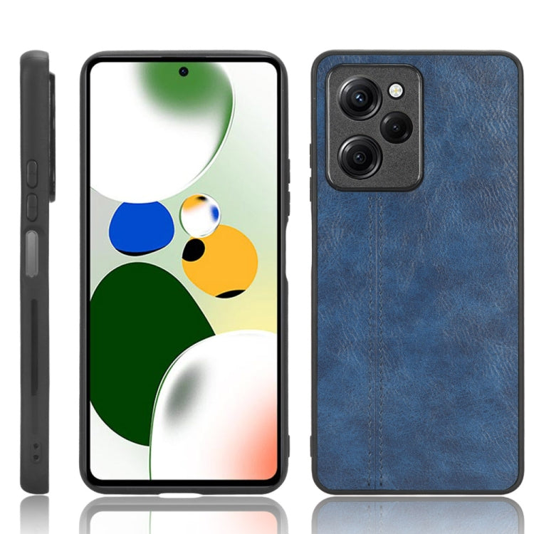 For Xiaomi Redmi Note 12 Pro Speed/Poco X5 Pro 5G Sewing Cow Pattern Skin PC + PU + TPU Phone Case(Blue) by buy2fix