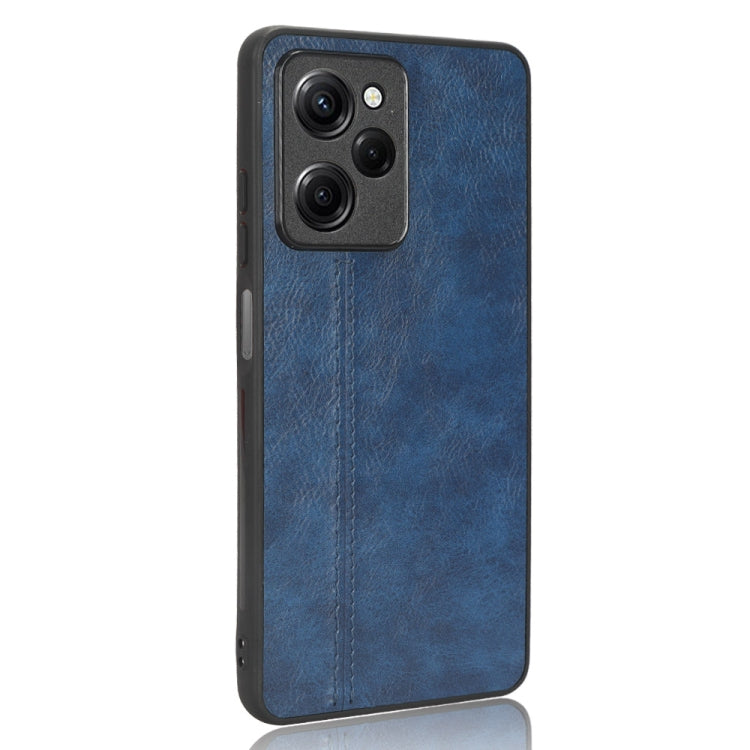 For Xiaomi Redmi Note 12 Pro Speed/Poco X5 Pro 5G Sewing Cow Pattern Skin PC + PU + TPU Phone Case(Blue) by buy2fix