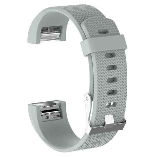 For Fitbit Charge 2 Common Texture Silicone Watch Band with Buckle, Size:L(Light Grey) by buy2fix
