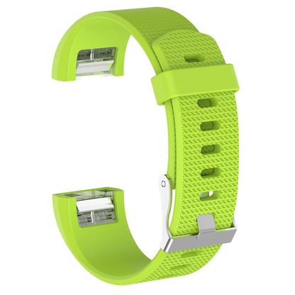 For Fitbit Charge 2 Common Texture Silicone  Watch Band with Buckle, Size:L(Lime Green) - Watch Bands by buy2fix | Online Shopping UK | buy2fix