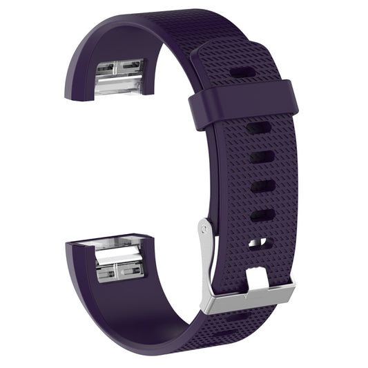 For Fitbit Charge 2 Common Texture Silicone Watch Band with Buckle, Size:L(Dark Purple) by buy2fix