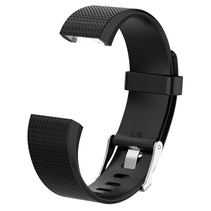 For Fitbit Charge 2 Common Texture Silicone  Watch Band with Buckle, Size:L(Dark Purple) - Watch Bands by buy2fix | Online Shopping UK | buy2fix