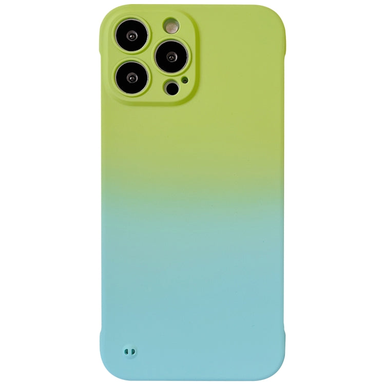 For iPhone 12 Pro Max Frameless Skin Feel Gradient Phone Case(Green + Light Blue) - iPhone 12 Pro Max Cases by buy2fix | Online Shopping UK | buy2fix