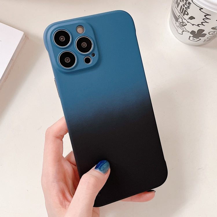 For iPhone XR Frameless Skin Feel Gradient Phone Case(Blue + Black) - More iPhone Cases by buy2fix | Online Shopping UK | buy2fix