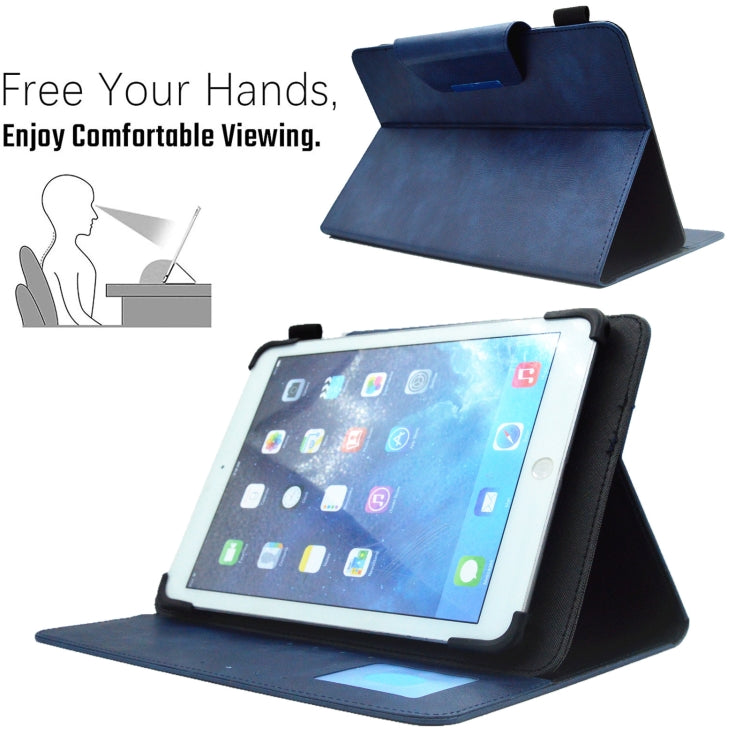 For 7 inch Suede Cross Texture Magnetic Clasp Leather Tablet Case(Blue) - 7 inch by buy2fix | Online Shopping UK | buy2fix