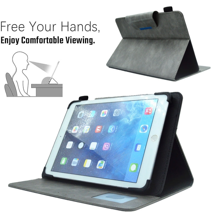 For 8 inch Suede Cross Texture Magnetic Clasp Leather Tablet Case(Grey) - 8 inch by buy2fix | Online Shopping UK | buy2fix