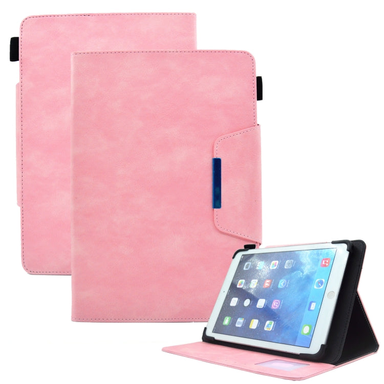 For 10 inch Suede Cross Texture Magnetic Clasp Leather Tablet Case(Pink) - 10 - 11 inch by buy2fix | Online Shopping UK | buy2fix
