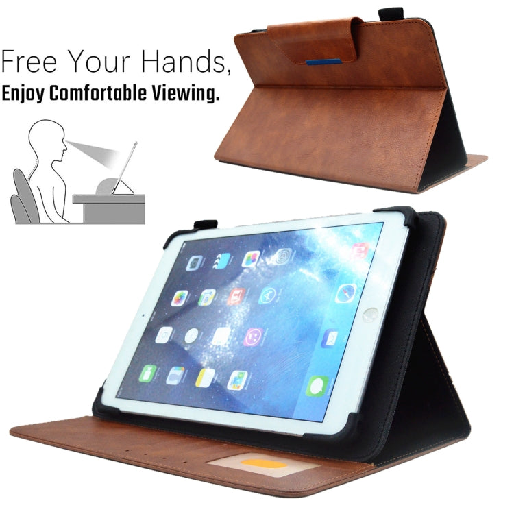 For 10 inch Suede Cross Texture Magnetic Clasp Leather Tablet Case(Brown) - 10 - 11 inch by buy2fix | Online Shopping UK | buy2fix