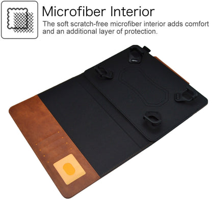 For 10 inch Suede Cross Texture Magnetic Clasp Leather Tablet Case(Brown) - 10 - 11 inch by buy2fix | Online Shopping UK | buy2fix