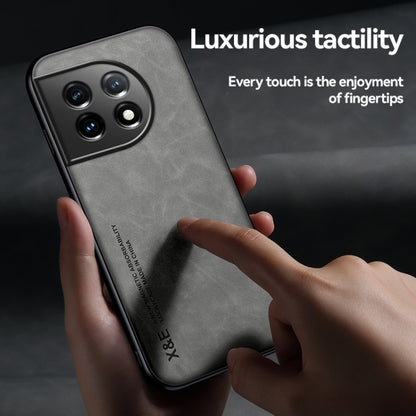 For OnePlus 11 Lamba Skin Feel Magnetic Leather Phone Case(Dark Grey) by buy2fix