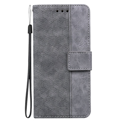 For OnePlus 11 Geometric Embossed Leather Phone Case(Grey) - OnePlus Cases by buy2fix | Online Shopping UK | buy2fix