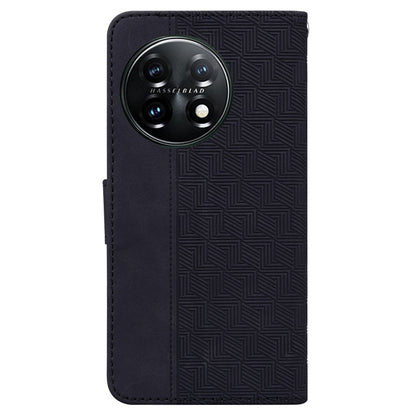 For OnePlus 11 Geometric Embossed Leather Phone Case(Black) - OnePlus Cases by buy2fix | Online Shopping UK | buy2fix