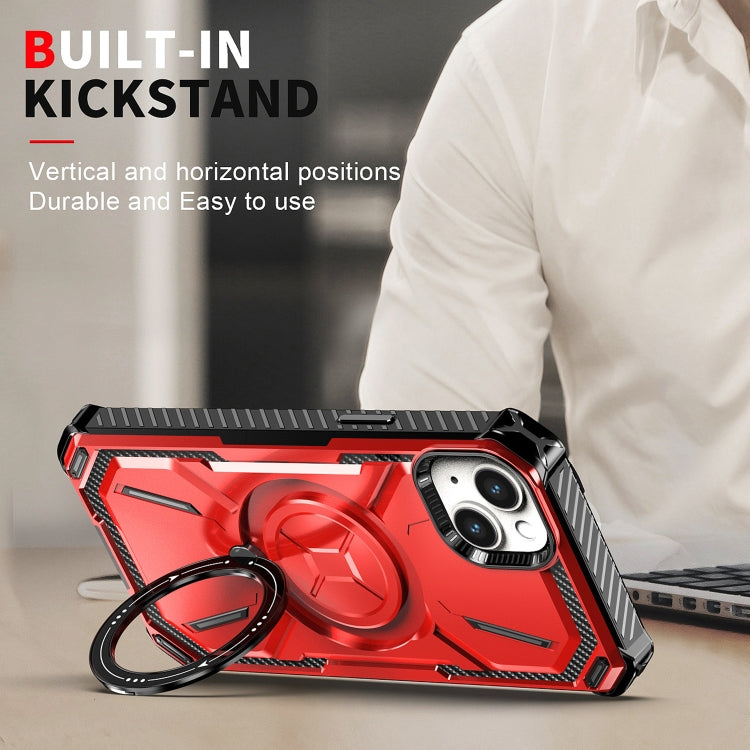 For iPhone 14 Plus Armor Series Holder Phone Case(Red) by buy2fix