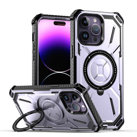 For iPhone 14 Pro Max Armor Series Holder Phone Case(Light Purple)