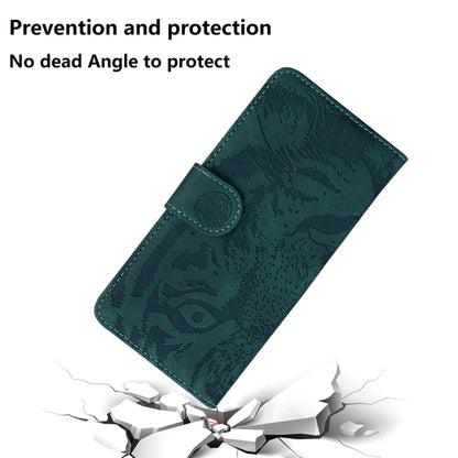 For OnePlus 11 Tiger Embossing Pattern Leather Phone Case(Green) - OnePlus Cases by buy2fix | Online Shopping UK | buy2fix