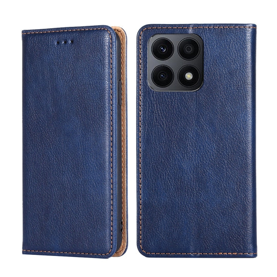 For Honor X8A Gloss Oil Solid Color Magnetic Leather Phone Case(Blue)