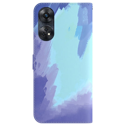 For OPPO Reno8 T 4G Watercolor Pattern Flip Leather Phone Case(Winter Snow) - OPPO Cases by buy2fix | Online Shopping UK | buy2fix