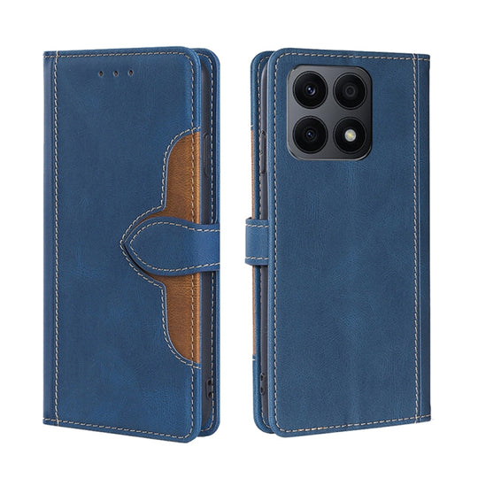 For Honor X8A Skin Feel Magnetic Buckle Leather Phone Case(Blue)