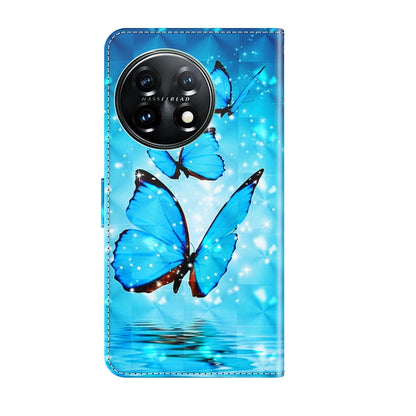 For OnePlus 11 3D Painting Pattern TPU + PU Leather Phone Case(Three Butterflies) - OnePlus Cases by buy2fix | Online Shopping UK | buy2fix