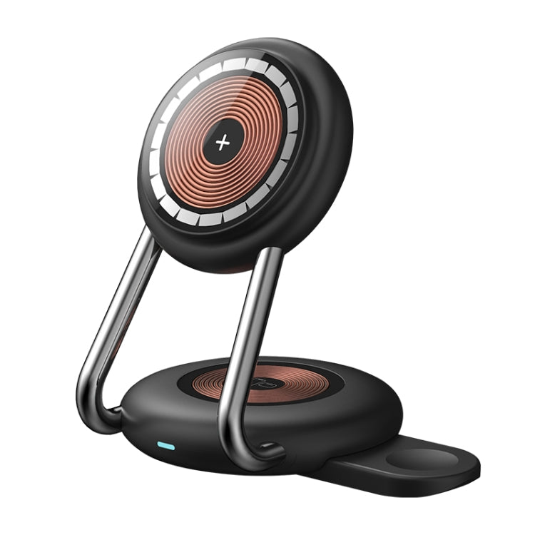 N21 15W 3 in 1 Transparent Magnetic Wireless Charger(Black) by buy2fix