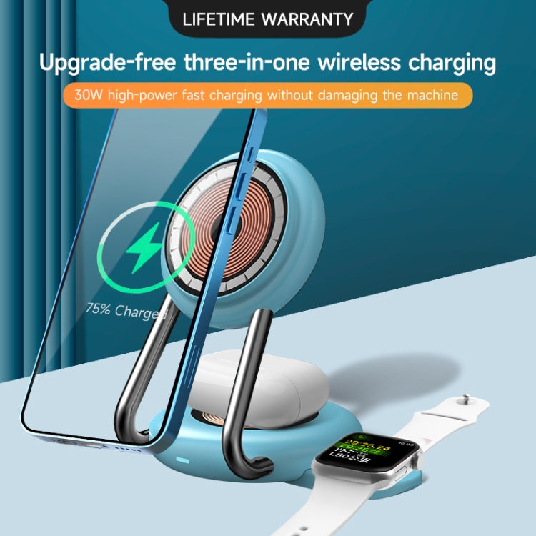 N21 15W 3 in 1 Transparent Magnetic Wireless Charger(Black) by buy2fix