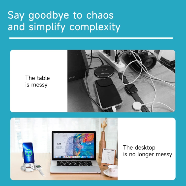 N21 15W 3 in 1 Transparent Magnetic Wireless Charger(Black) by buy2fix