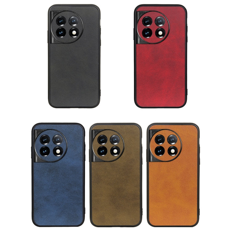 For OnePlus 11 5G Accurate Hole Two-color Calf Texture PU Phone Case(Brown) - OnePlus Cases by buy2fix | Online Shopping UK | buy2fix