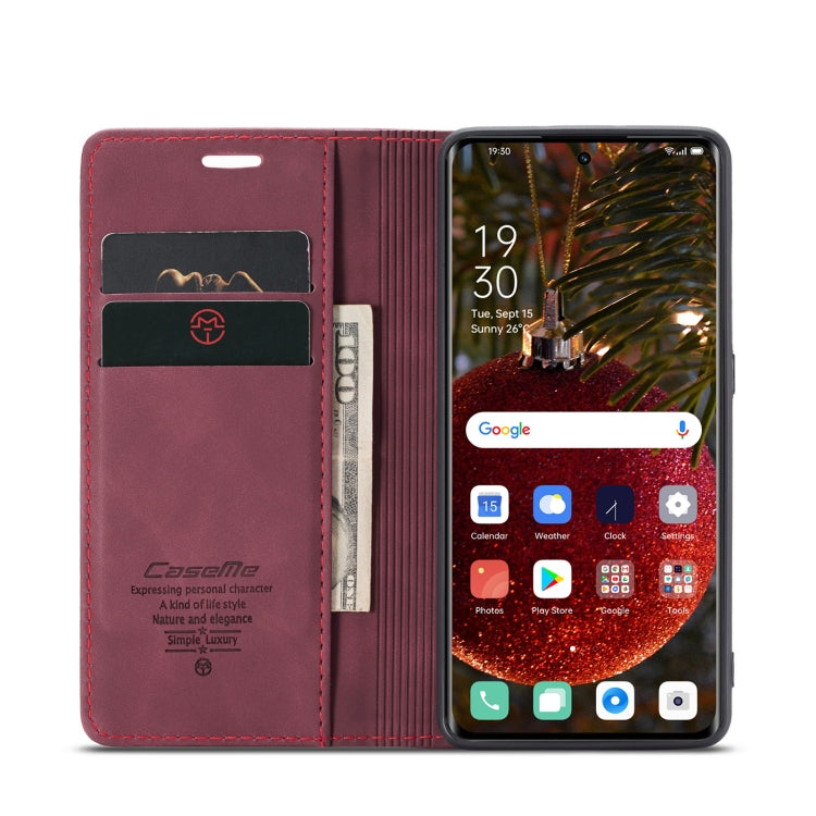For OPPO Reno8 T 5G CaseMe 013 Multifunctional Horizontal Flip Leather Phone Case(Wine Red) by CaseMe