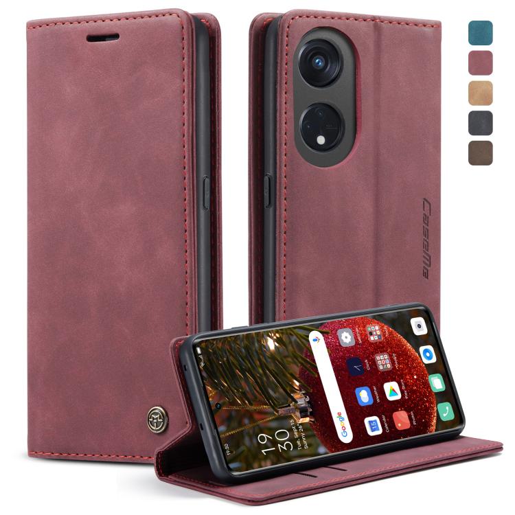 For OPPO Reno8 T 5G CaseMe 013 Multifunctional Horizontal Flip Leather Phone Case(Wine Red) by CaseMe
