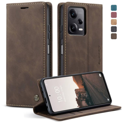 For Xiaomi Redmi Note 12 Pro+ 5G CaseMe 013 Multifunctional Horizontal Flip Leather Phone Case(Coffee) by CaseMe