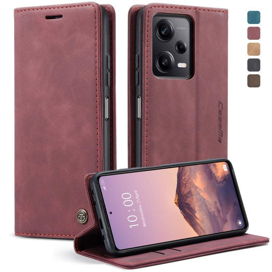 For Xiaomi Redmi Note 12 Pro+ 5G CaseMe 013 Multifunctional Horizontal Flip Leather Phone Case(Wine Red)