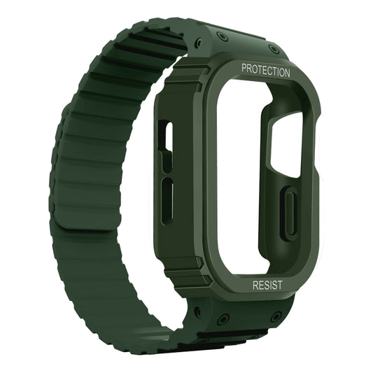 Silicone Integrated Frame Watch Band For Apple Watch Ultra 49mm(Green) by buy2fix