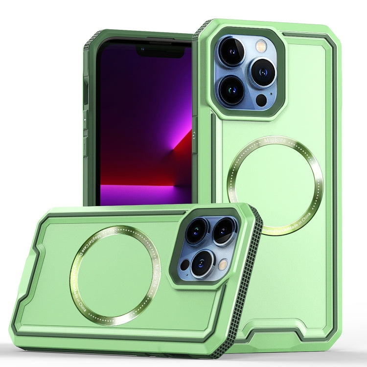 For iPhone 12 / 12 Pro Armour Two-color MagSafe Magnetic TPU + PC Phone Case(Green) - iPhone 12 / 12 Pro Cases by buy2fix | Online Shopping UK | buy2fix