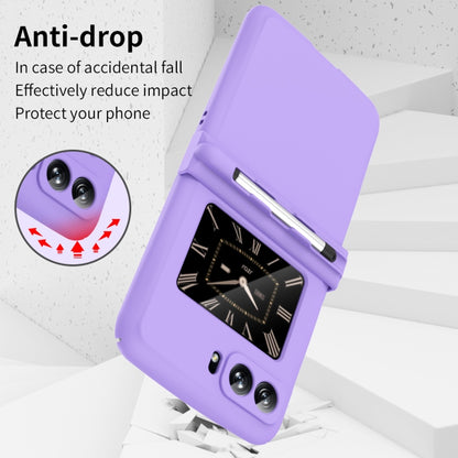 For Motorola Razr 2022 Macaron Three-piece Set Phone Case with Stylus(Purple) by buy2fix