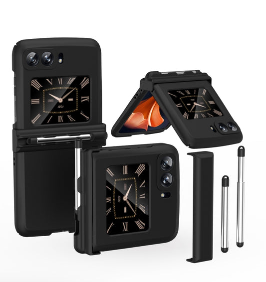 For Motorola Razr 2022 Macaron Three-piece Set Phone Case with Stylus(Black) by buy2fix
