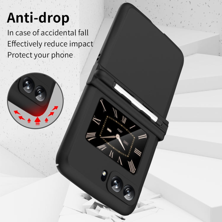 For Motorola Razr 2022 Macaron Three-piece Set Phone Case with Stylus(Black) by buy2fix