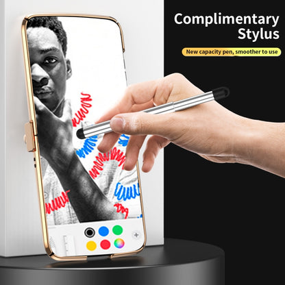 For Motorola Razr 2022 Foldable Electroplated Plain Leather Phone Case with Stylus(Gold) by buy2fix