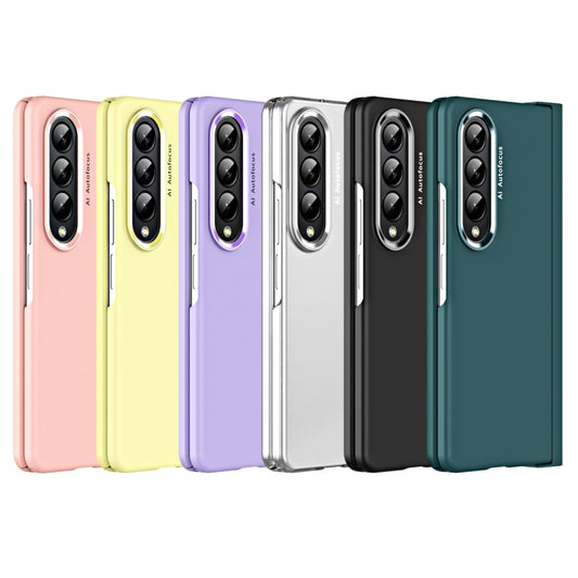 For Samsung Galaxy Z Fold4 5G Skin Feel Two-color Contact Lens Hinge Flip Phone Case(Purple) - Galaxy Z Fold4 5G Cases by buy2fix | Online Shopping UK | buy2fix