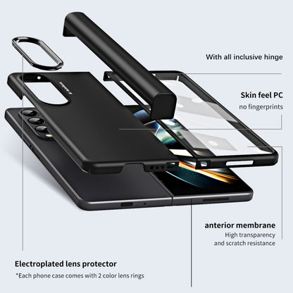 For Samsung Galaxy Z Fold4 5G Skin Feel Two-color Contact Lens Hinge Flip Phone Case(Aoyama Dai) - Galaxy Z Fold4 5G Cases by buy2fix | Online Shopping UK | buy2fix